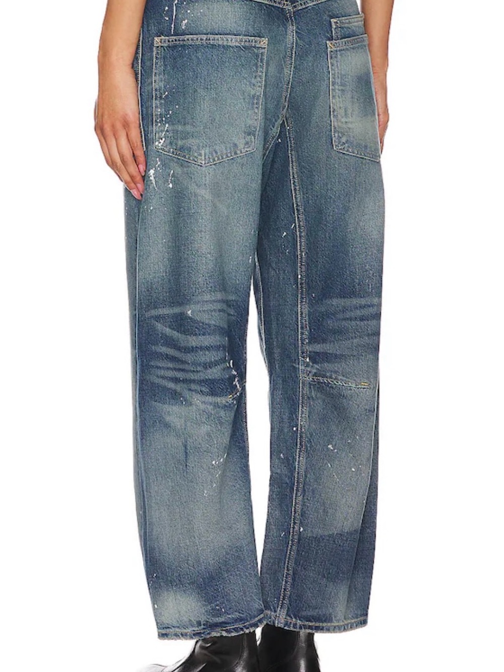 NWOT Free People We The Free Moxie Barrel Jeans Size 33 Timeless Blue $148 - Picture 2 of 7